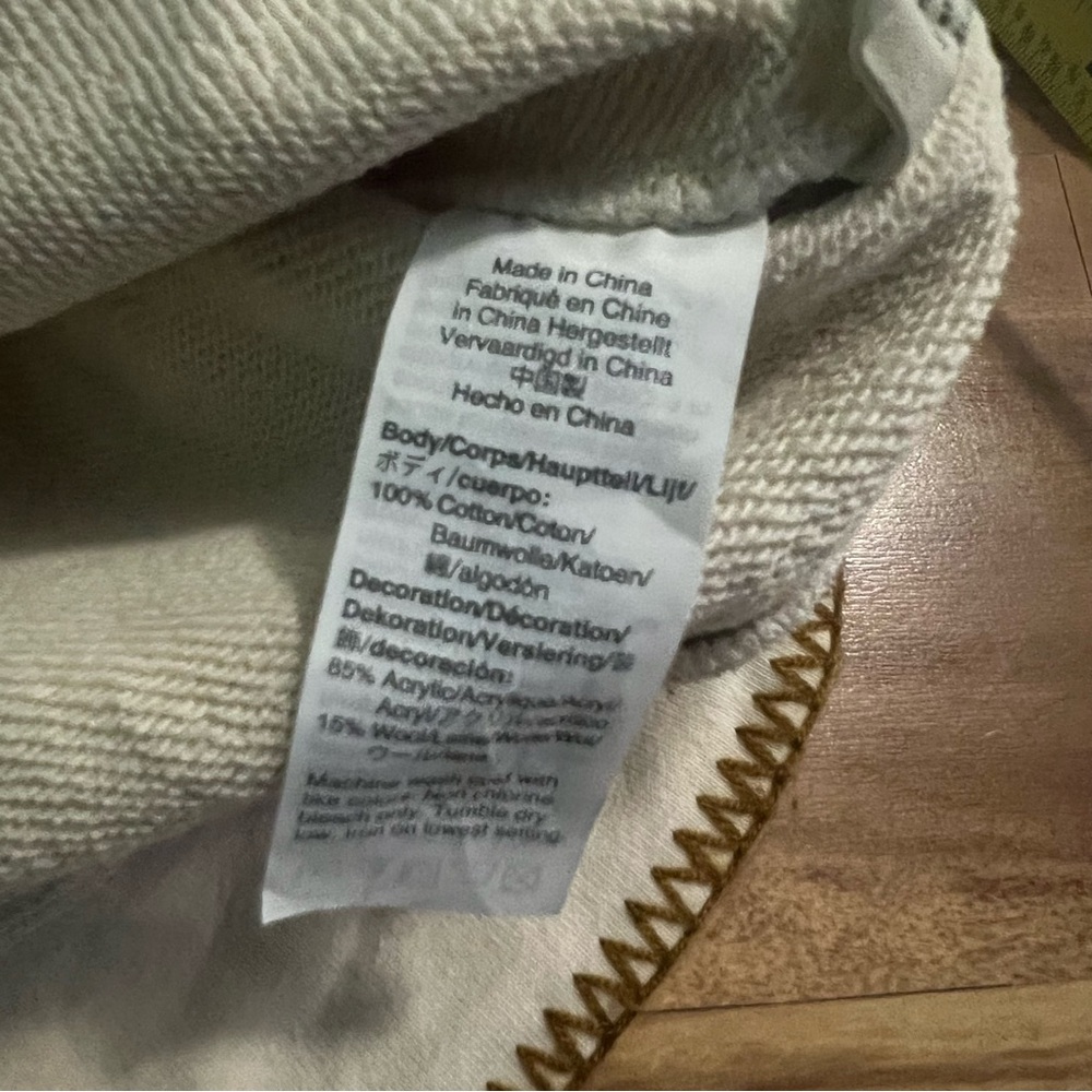 Madewell Stitched Shrunken Sweatshirt Bleached Linen Size Medium Women’s Cream - Picture 5 of 12